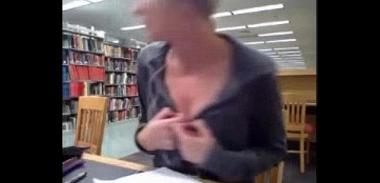 College student strips in front of cam in school library